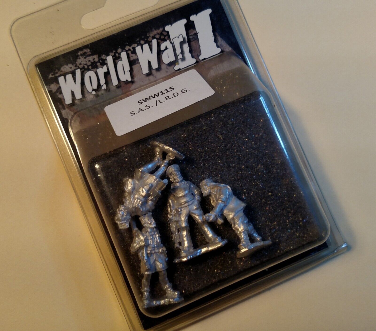 Second World War British SAS /Long Range Desert Group, 28 mm Scale Model Metallic Figures Packaging