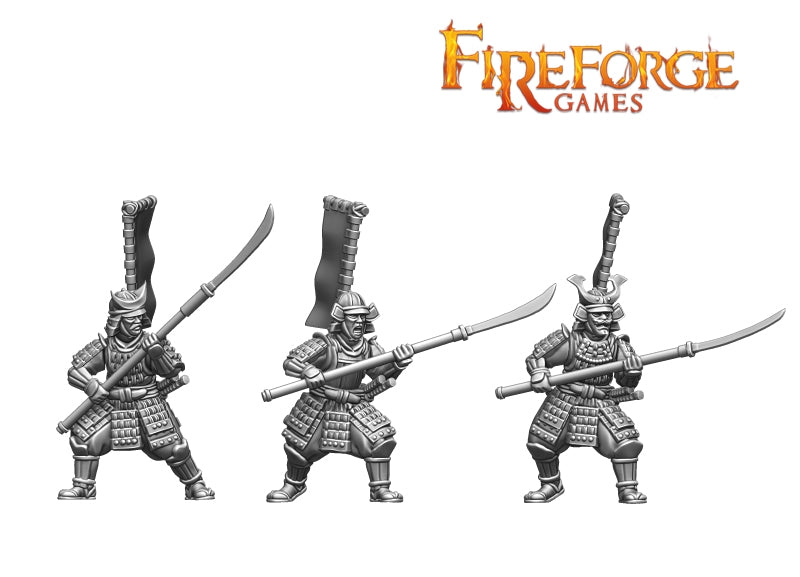 Samurai Warriors, 28mm Model Figures With Yari