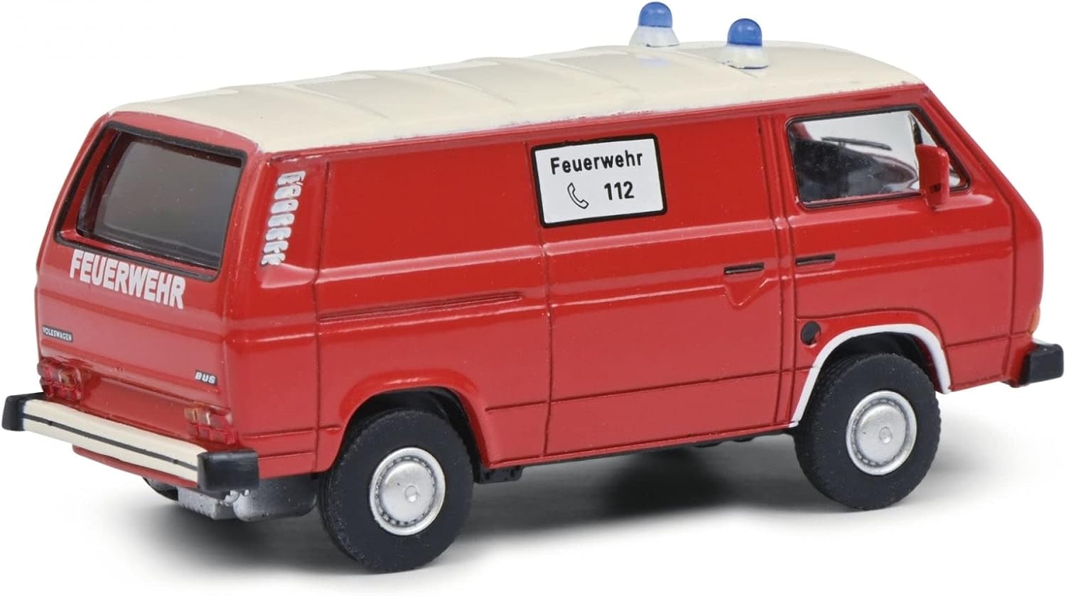 Schuco VW T3 Bus Feuerwehr 1:64 scale side view