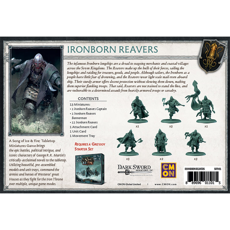 A Song of Ice & Fire House Greyjoy Ironborn Reavers Miniatures Back of Box