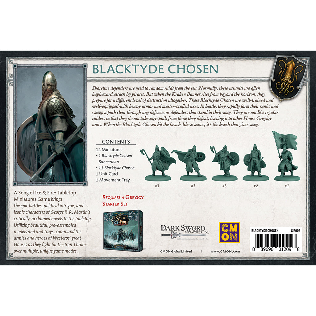 A Song of Ice & Fire House Greyjoy Blacktyde Chosen Miniatures Back of Box