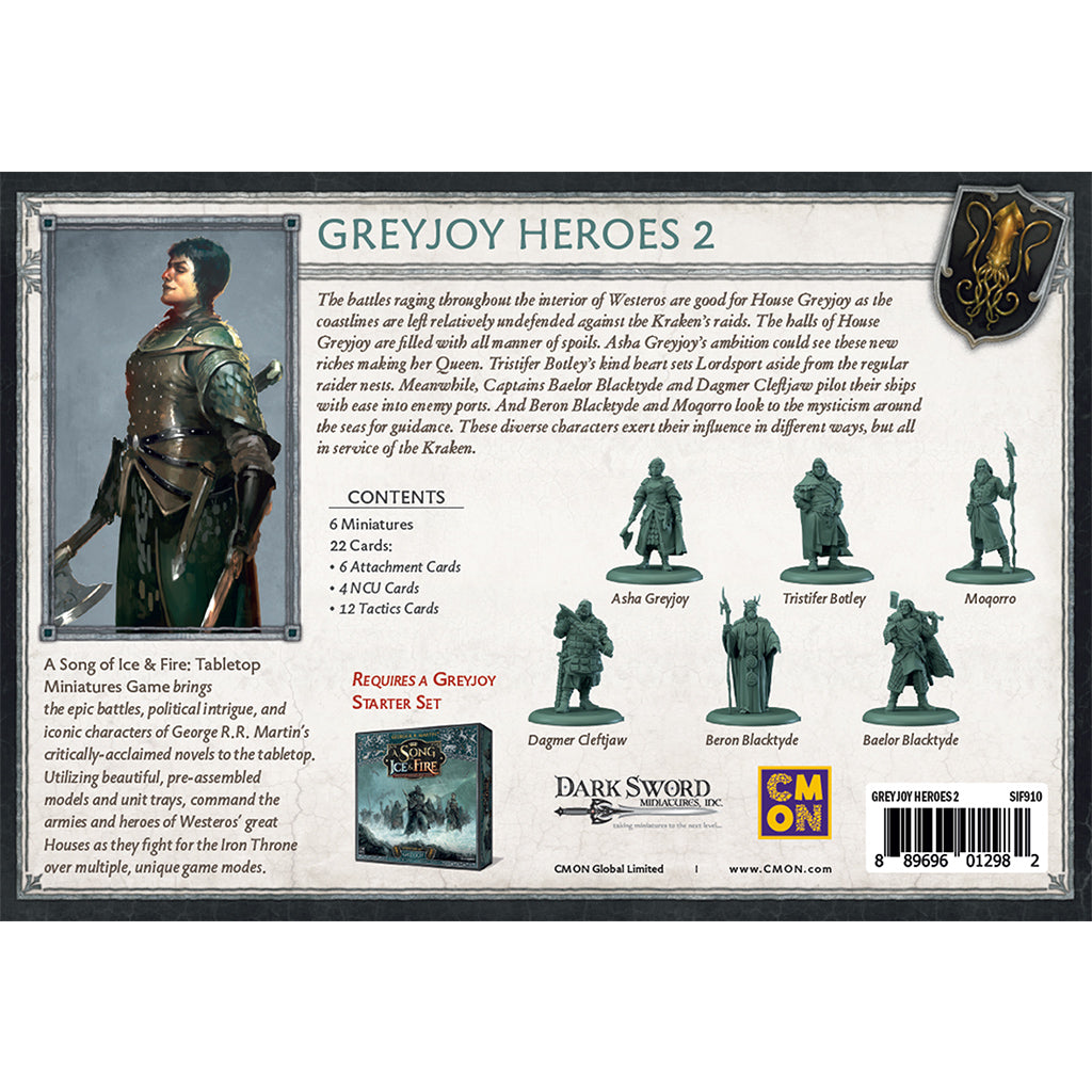 A Song of Ice & Fire House Greyjoy Heroes #2 Miniatures Back of Box