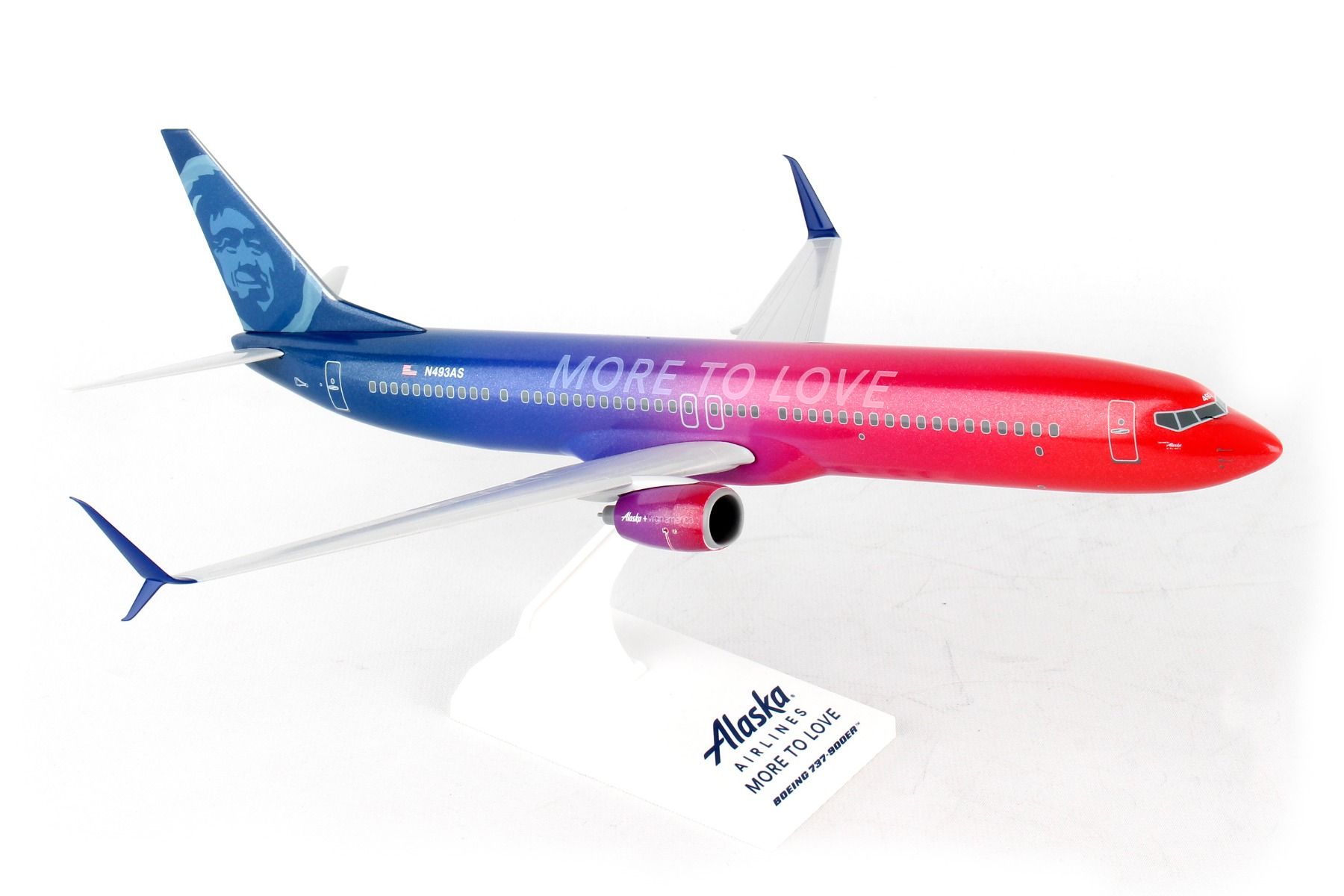 Boeing 737-900ER Alaska Airlines “More To Love” (N493AS) 1:130 Scale Model Right Front View