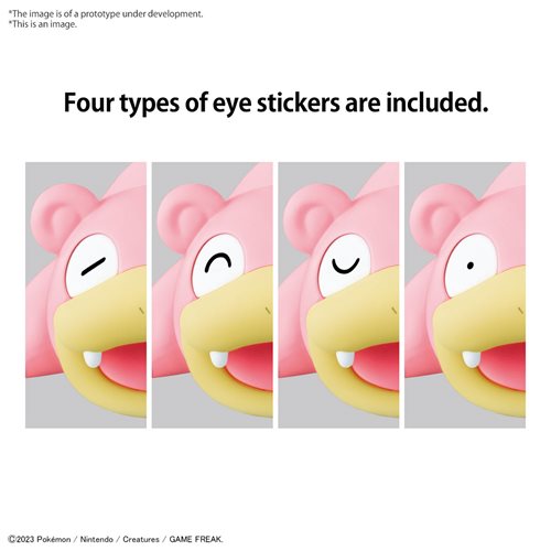 Close-up of the four customizable eye sticker options for Pokepla Quick Slowpoke
