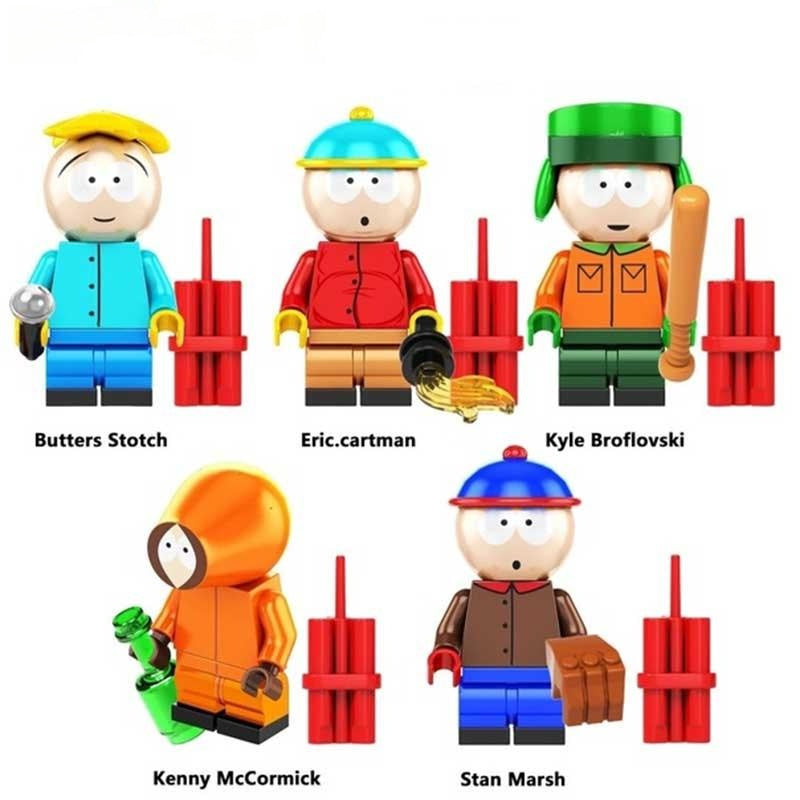 Minifigure Toys South Park Set of 5 LEGO-Compatible Minifigures (Cartman, Stan, Kyle, Kenny & Butters Custom Comedy Pack)