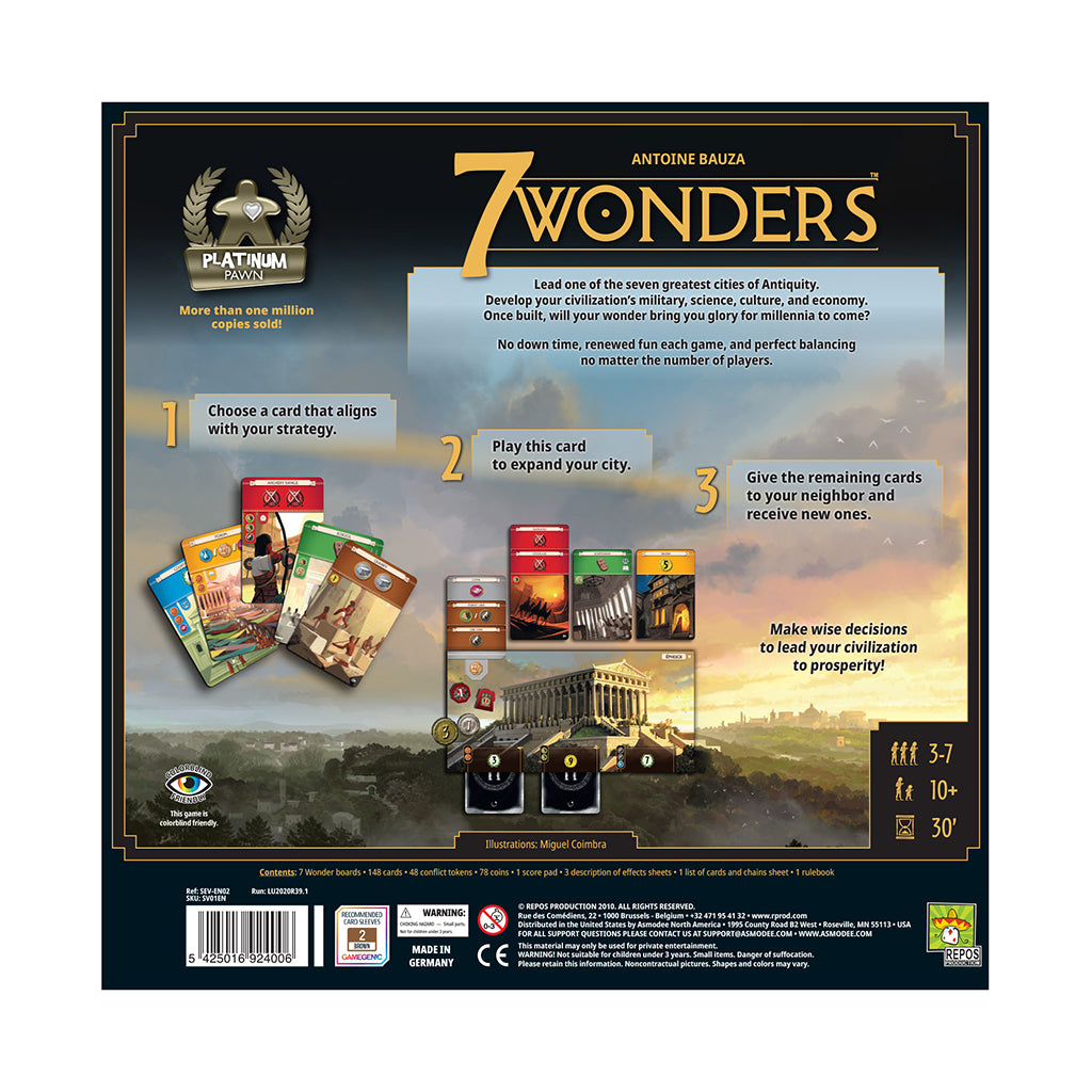 7 Wonders Board Game New Edition Back Of Box