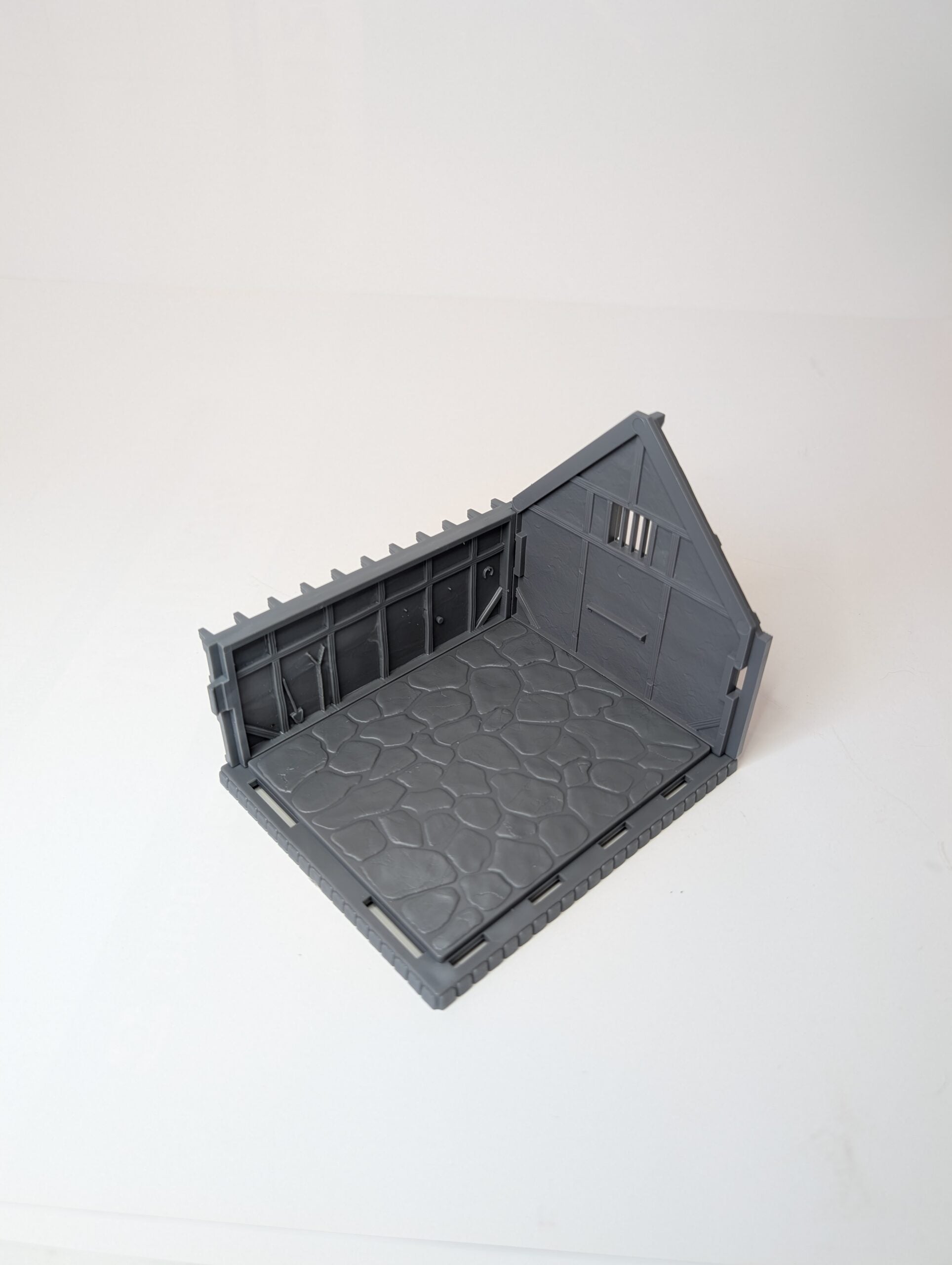 Interior detail of Tabletop Workshop Stable 28 mm scale terrain with removable roof