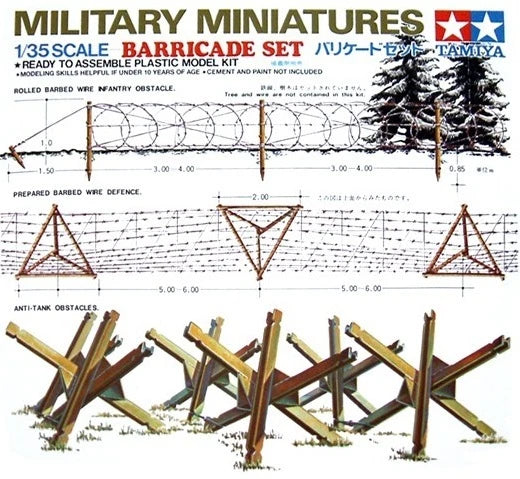 Tamiya 35027 1/35 scale military barricade set box art and contents