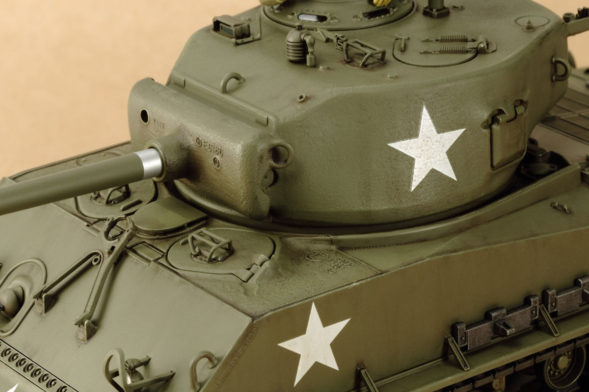 Detailed cast metal texture on the 76mm turret of Tamiya Easy Eight model