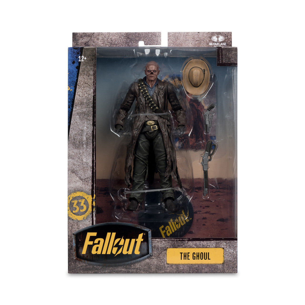 McFarlane Fallout The Ghoul deluxe window box packaging, 7.5x11x2.75 dimensions, archival quality inventory from Bellford Toys and Hobbies