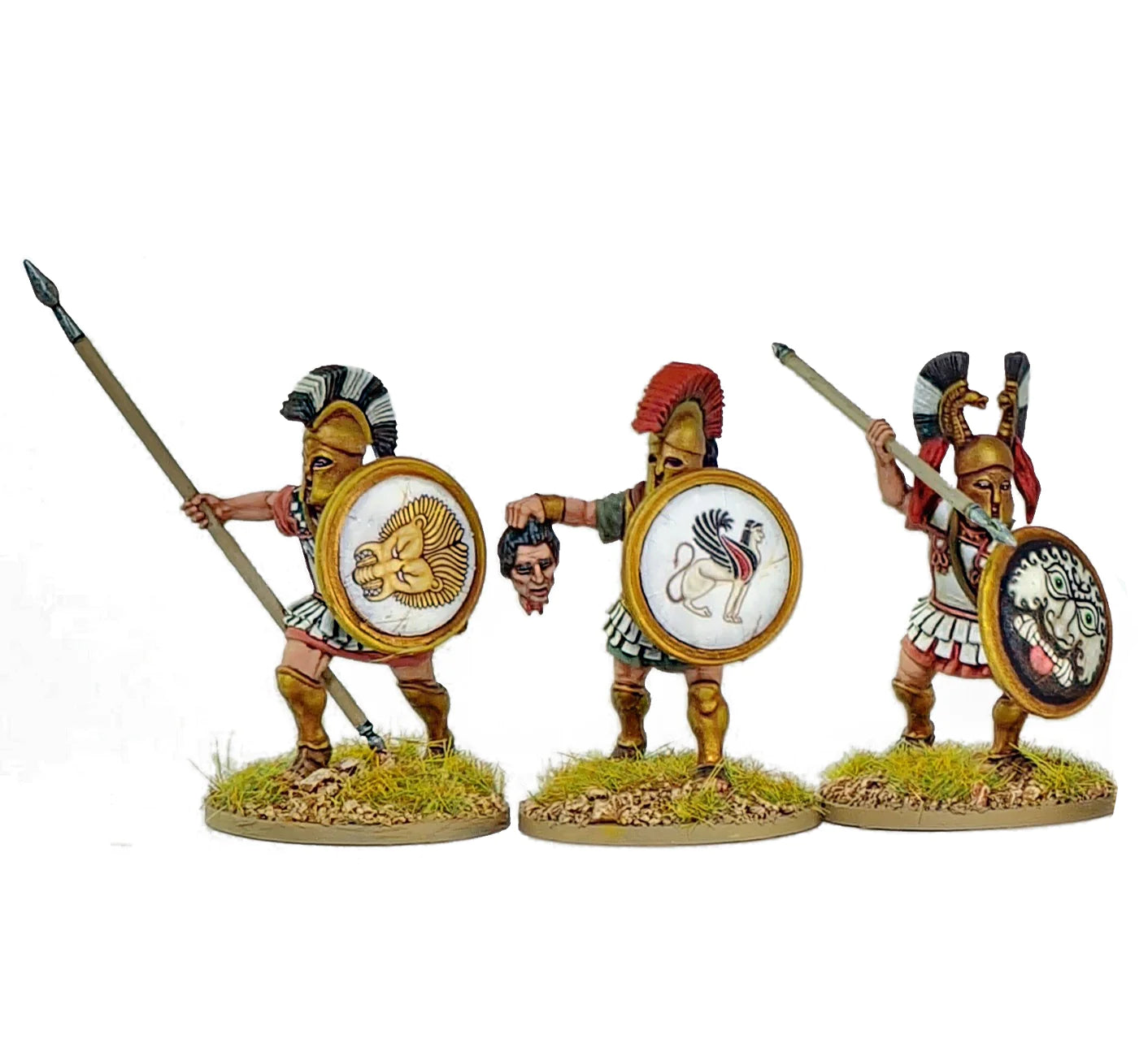 Greek Hoplites, 28 mm Scale Model Plastic Figures Close Up