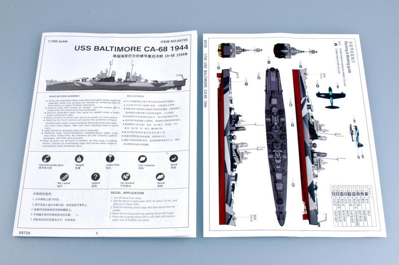 Assembly guide and painting instructions for 1-700 USS Baltimore