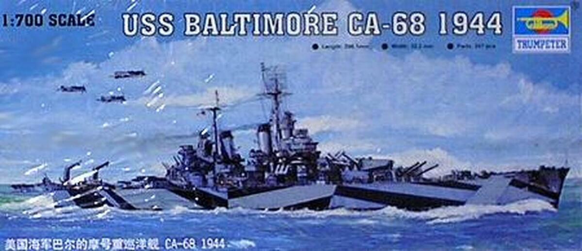 Trumpeter 05725 USS Baltimore CA-68 1944 scale model kit box art