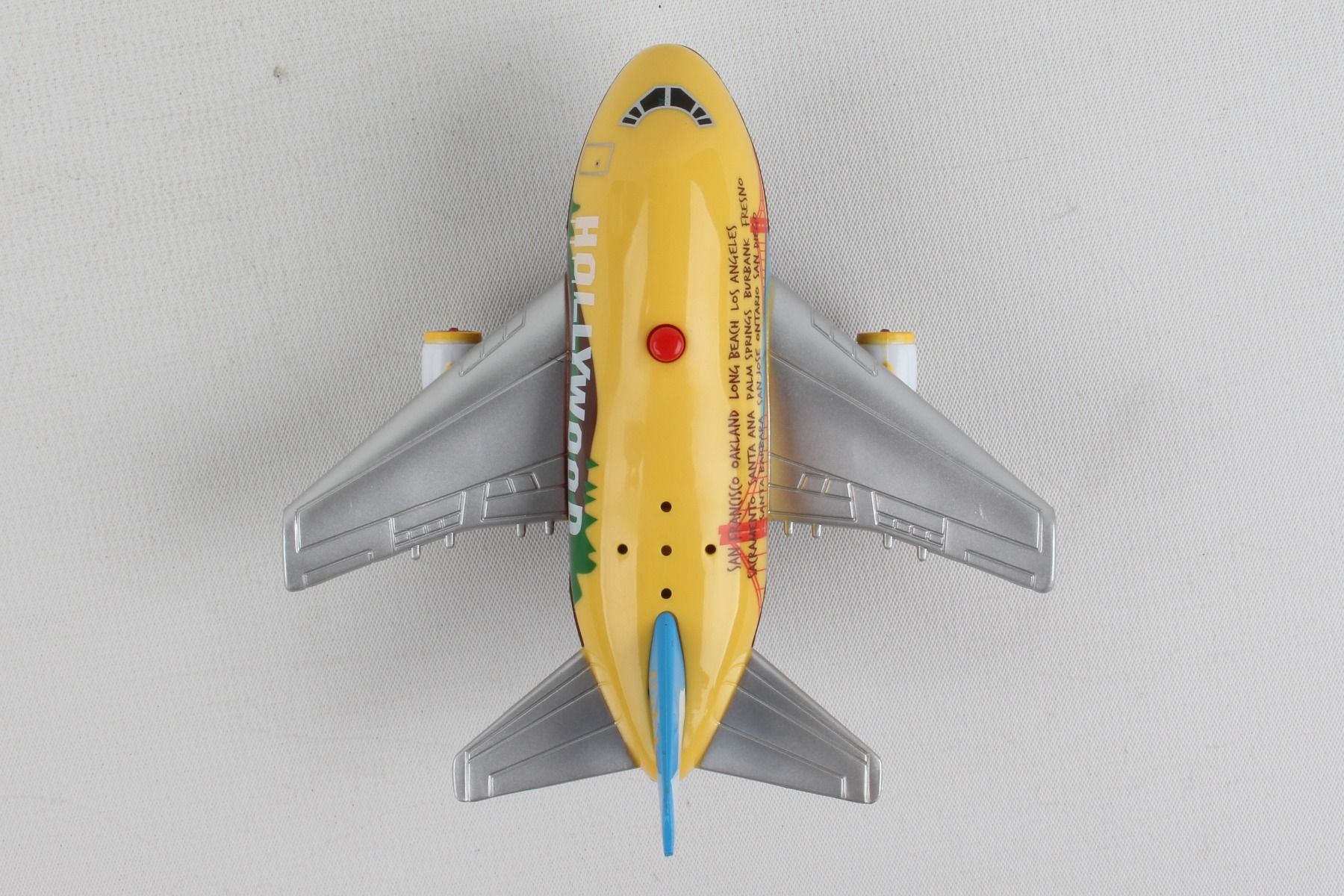 California Themed Airplane Pullback Toy Top View