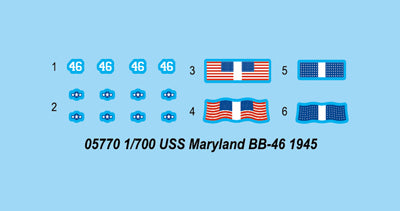 Trumpeter 05770 USS Maryland 1-700 scale model kit decals