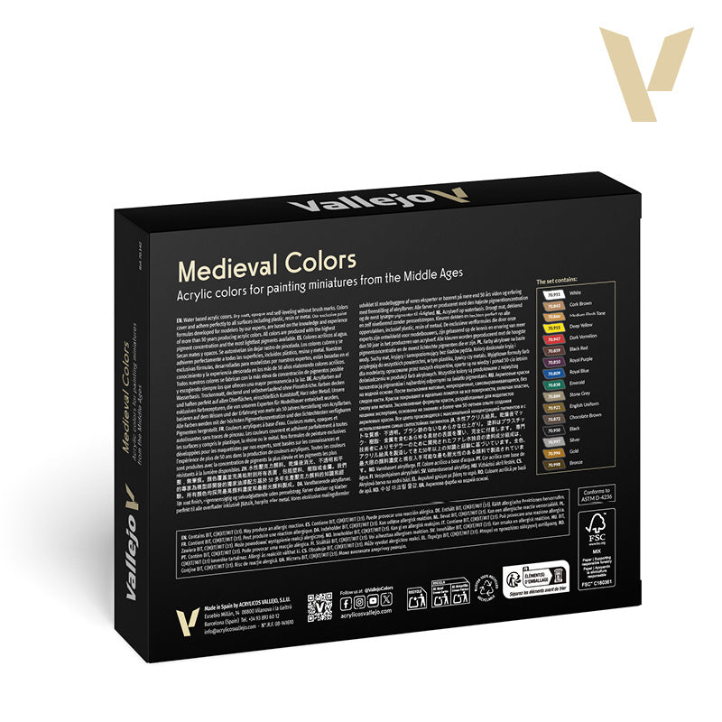 Back Medieval Colors Set (70.142) packaging showing a knight and set details.