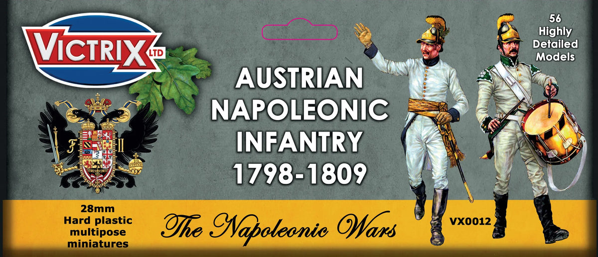 Victrix Limited 28mm Austrian Napoleonic Infantry 1798 to 1809 retail box header art