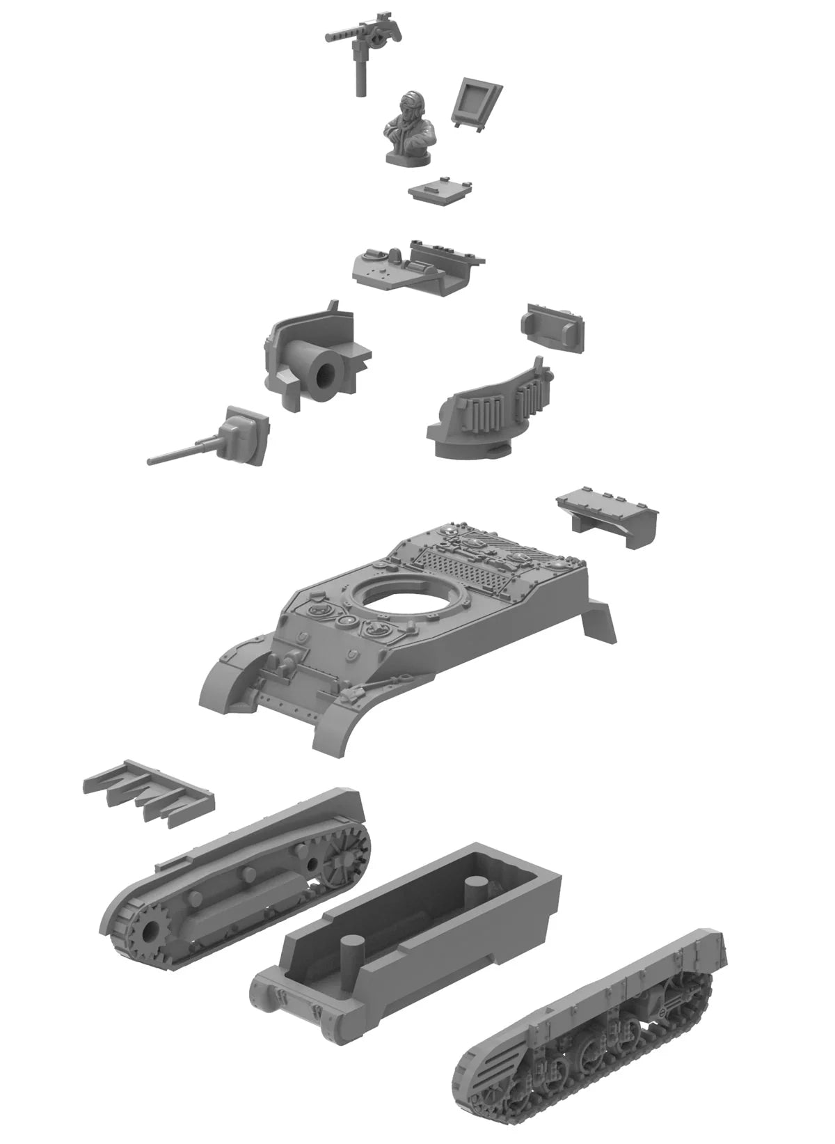 Victrix Ltd M5A1 Stuart 12mm scale WWII U.S. light tank miniatures Assembly Graphic
