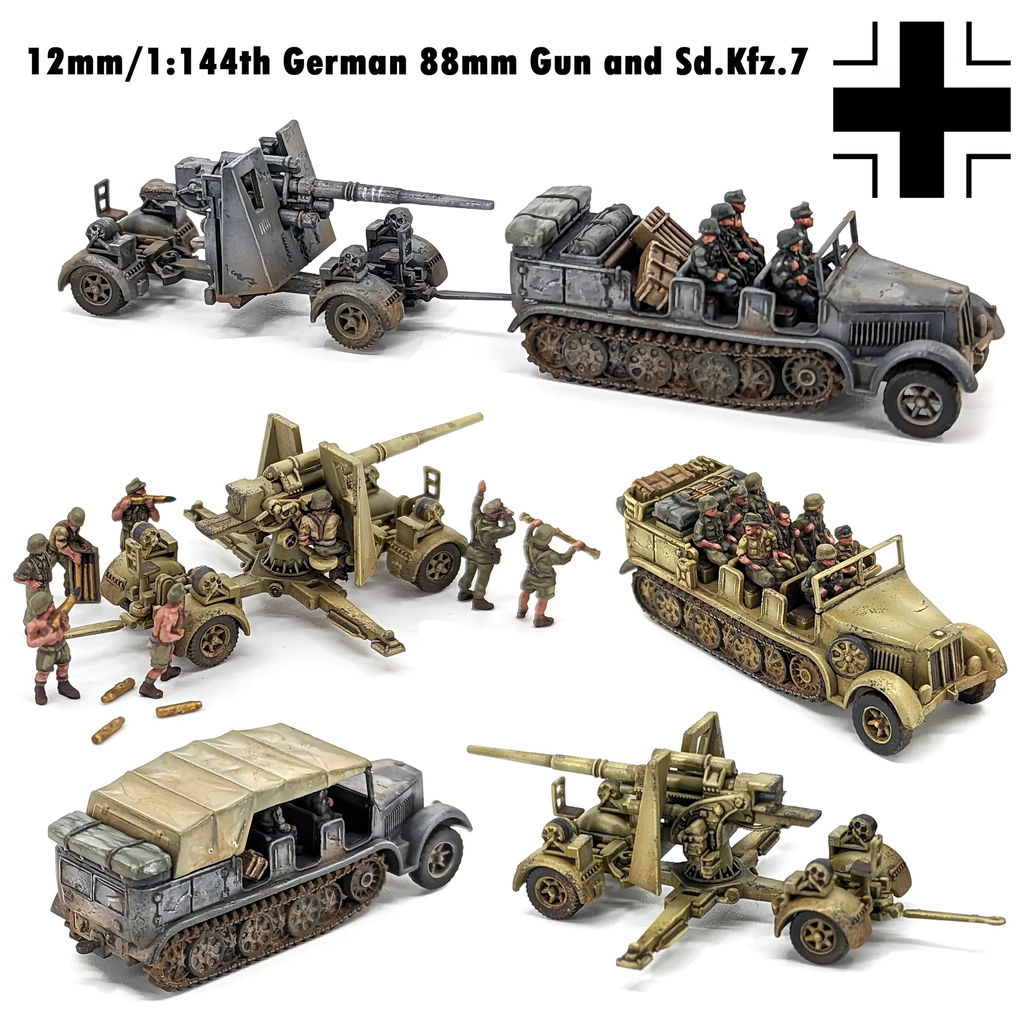  Painted examples of Victrix German 88mm guns and halftracks in WWII 