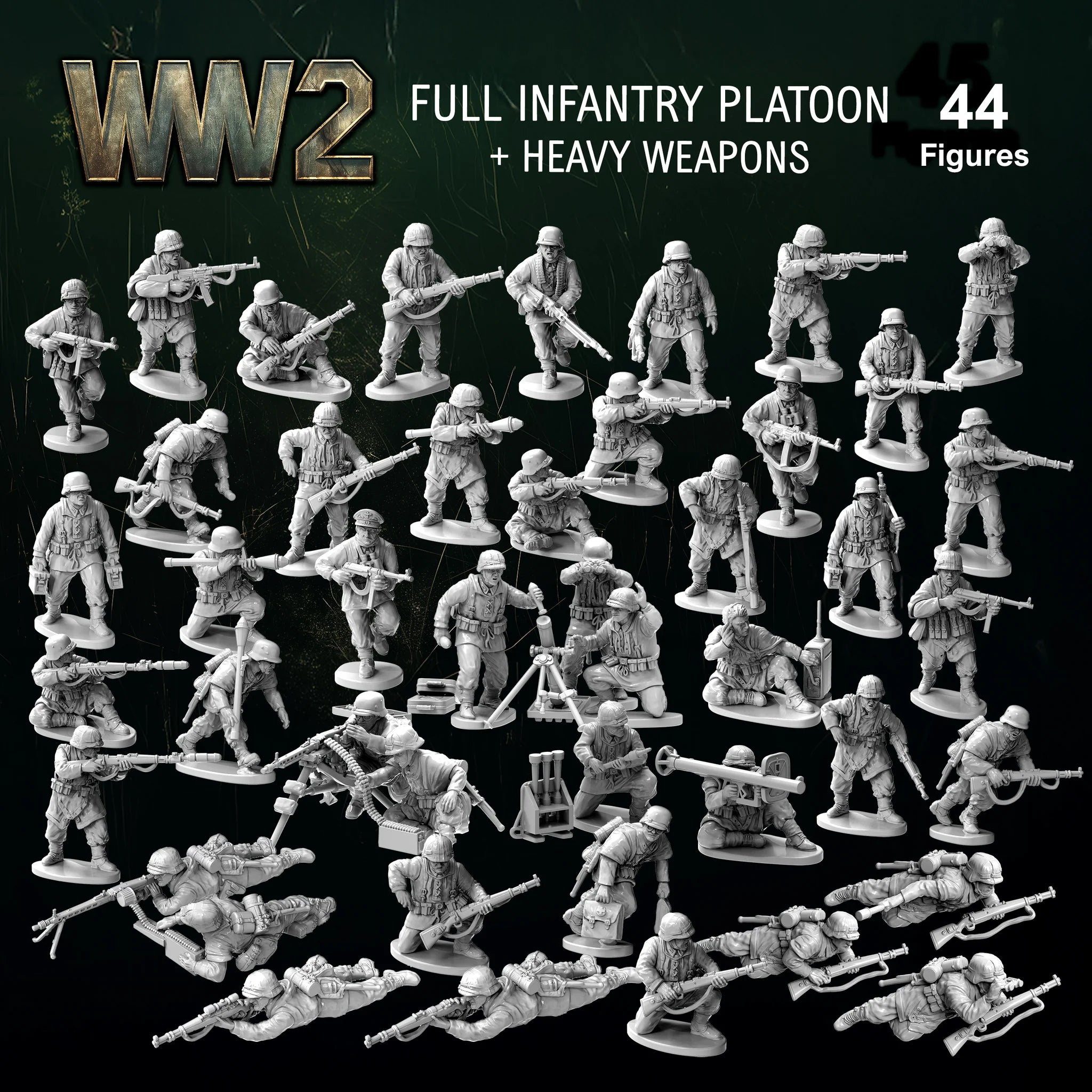 Assembled Victrix Ltd Late War German Infantry & Heavy Weapons 28mm scale figures