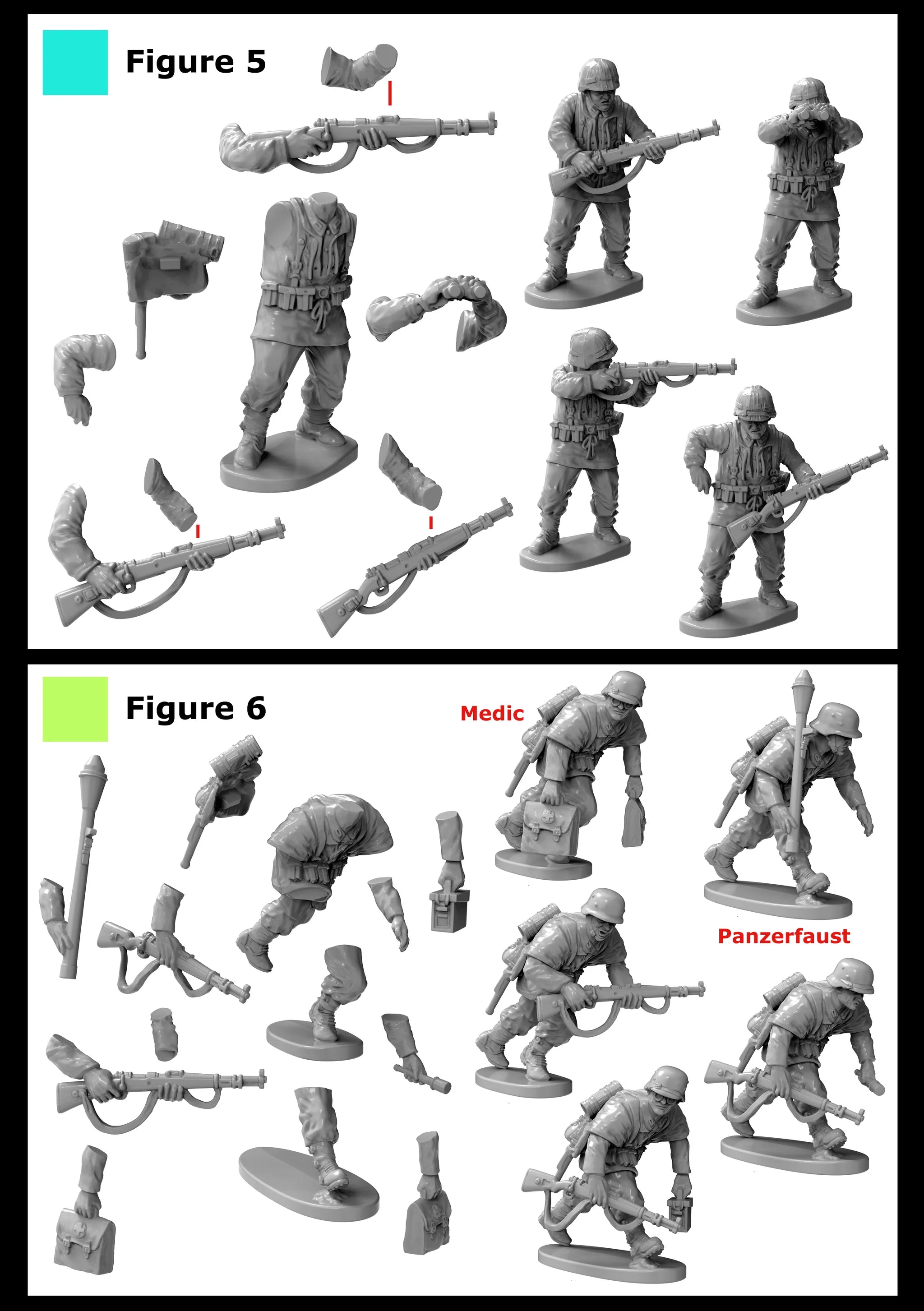 Assembly Options 5 & 6 Victrix Ltd Late War German Infantry & Heavy Weapons 28mm scale figures