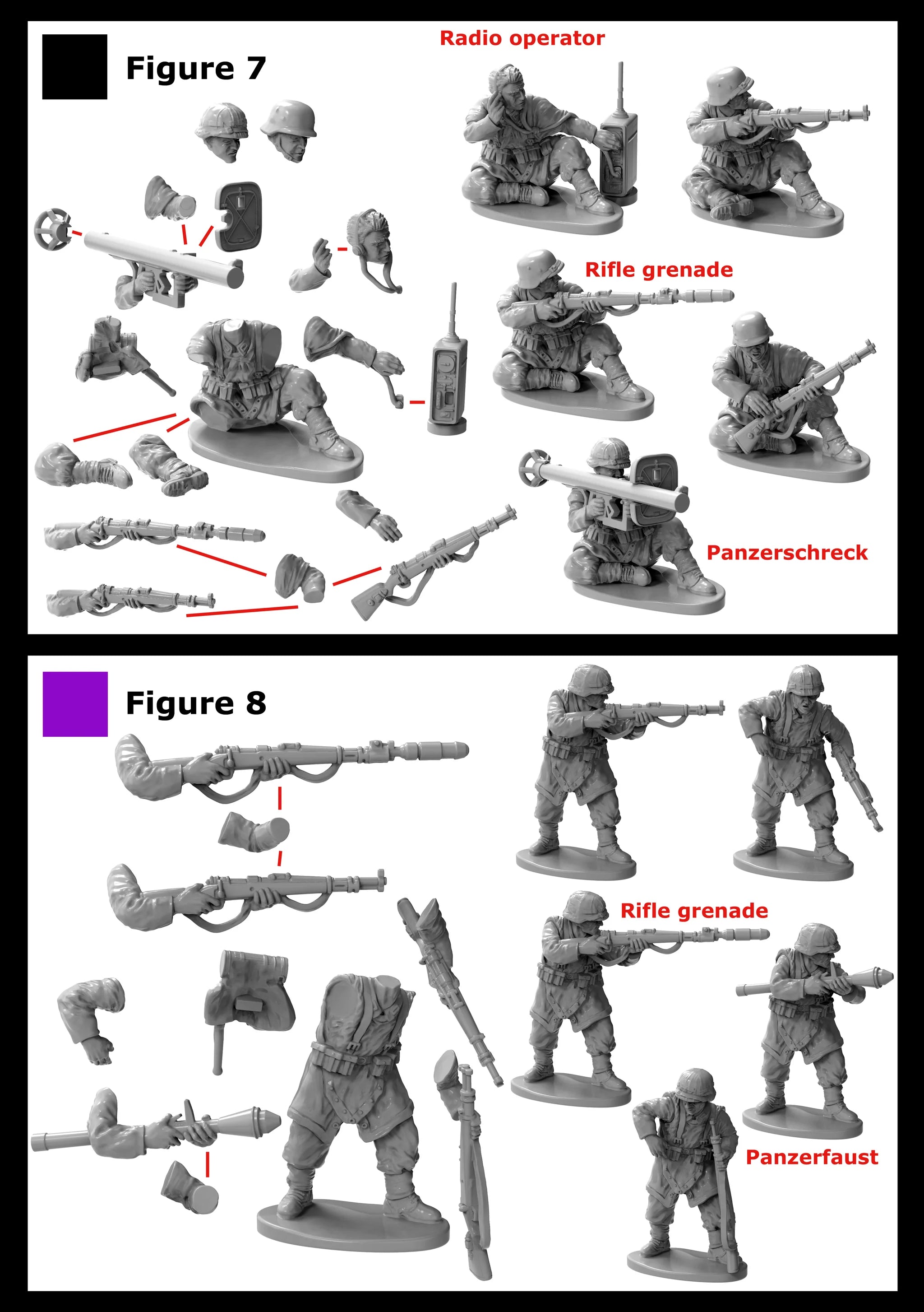 Assembly Options 7 & 8 Victrix Ltd Late War German Infantry & Heavy Weapons 28mm scale figures