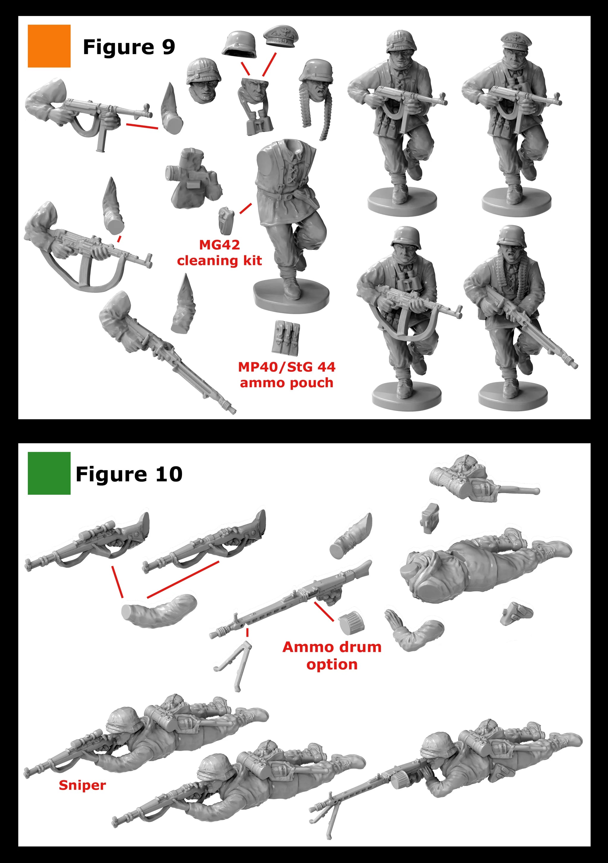 Assembly Options 9 & 10 Victrix Ltd Late War German Infantry & Heavy Weapons 28mm scale figures