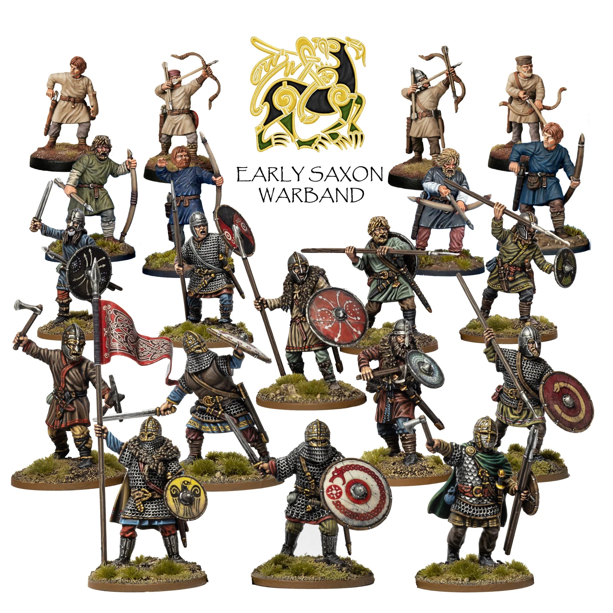 Painted examples of Victrix 28mm Early Saxon unarmoured infantry and archers