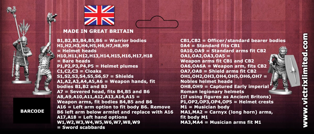 Victrix Limited 28mm Gallic Warriors header card backk.