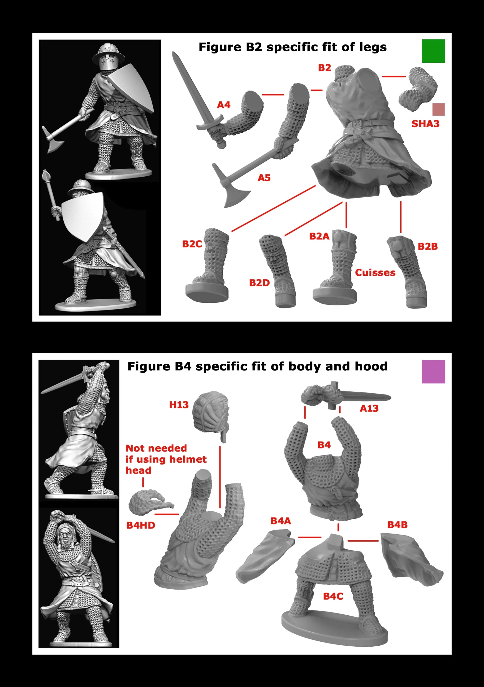 Victrix Ltd Medieval Foot Knights 28mm Scale Plastic Kit Instructions Page 2
