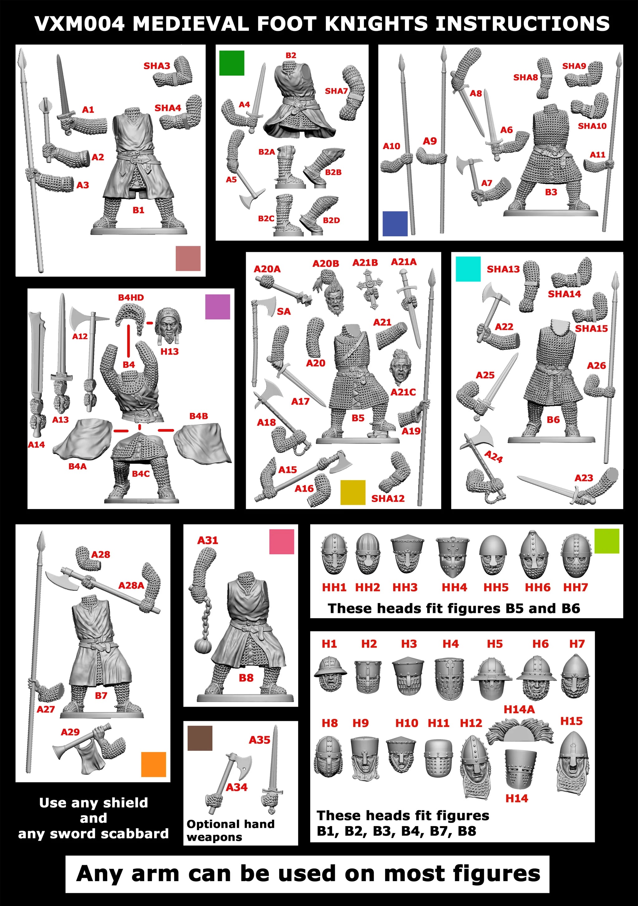 Victrix Ltd Medieval Foot Knights 28mm Scale Plastic Kit Instructions