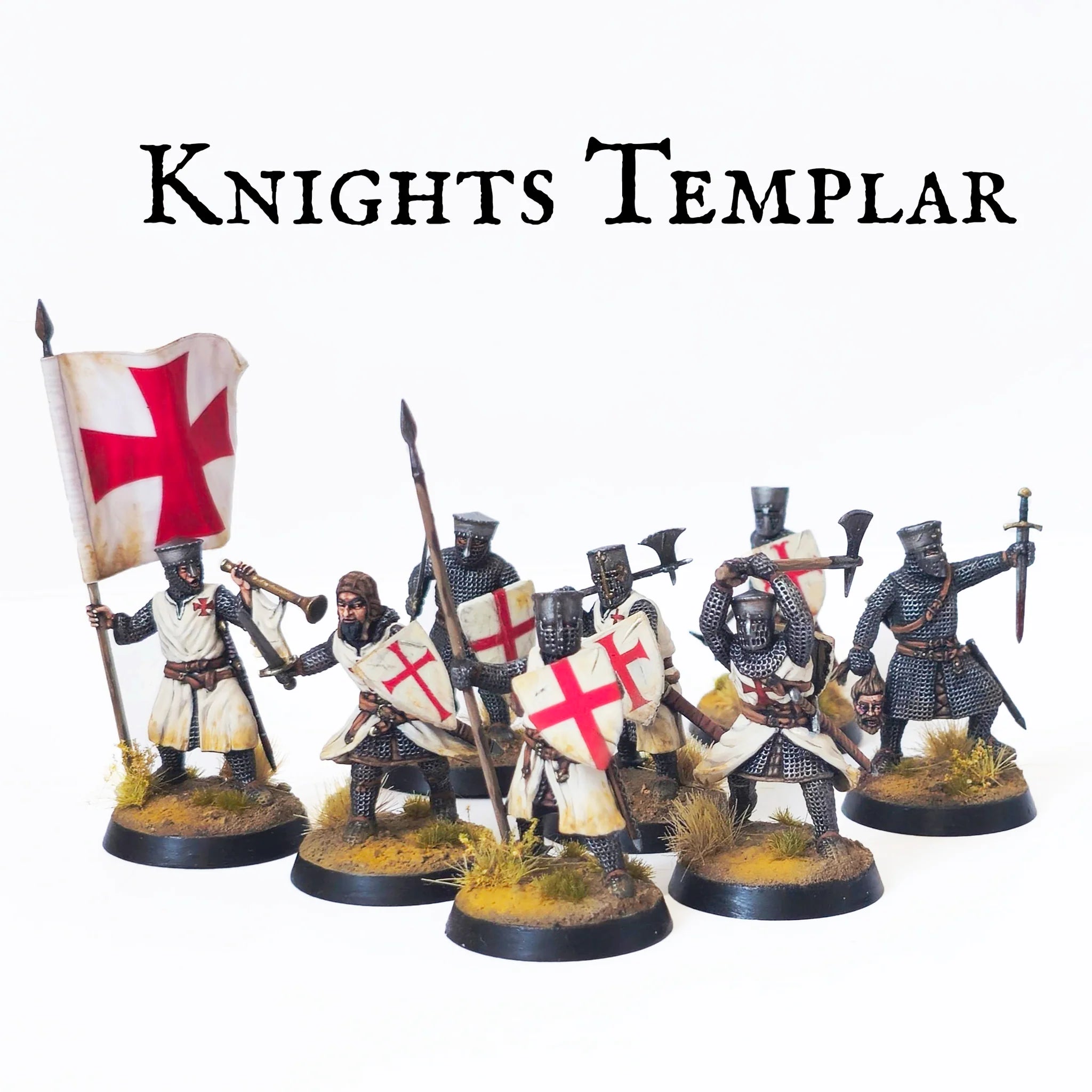 Victrix Ltd Medieval Foot Knights 28mm Scale Historical Figures Knights Templar Painted Examples