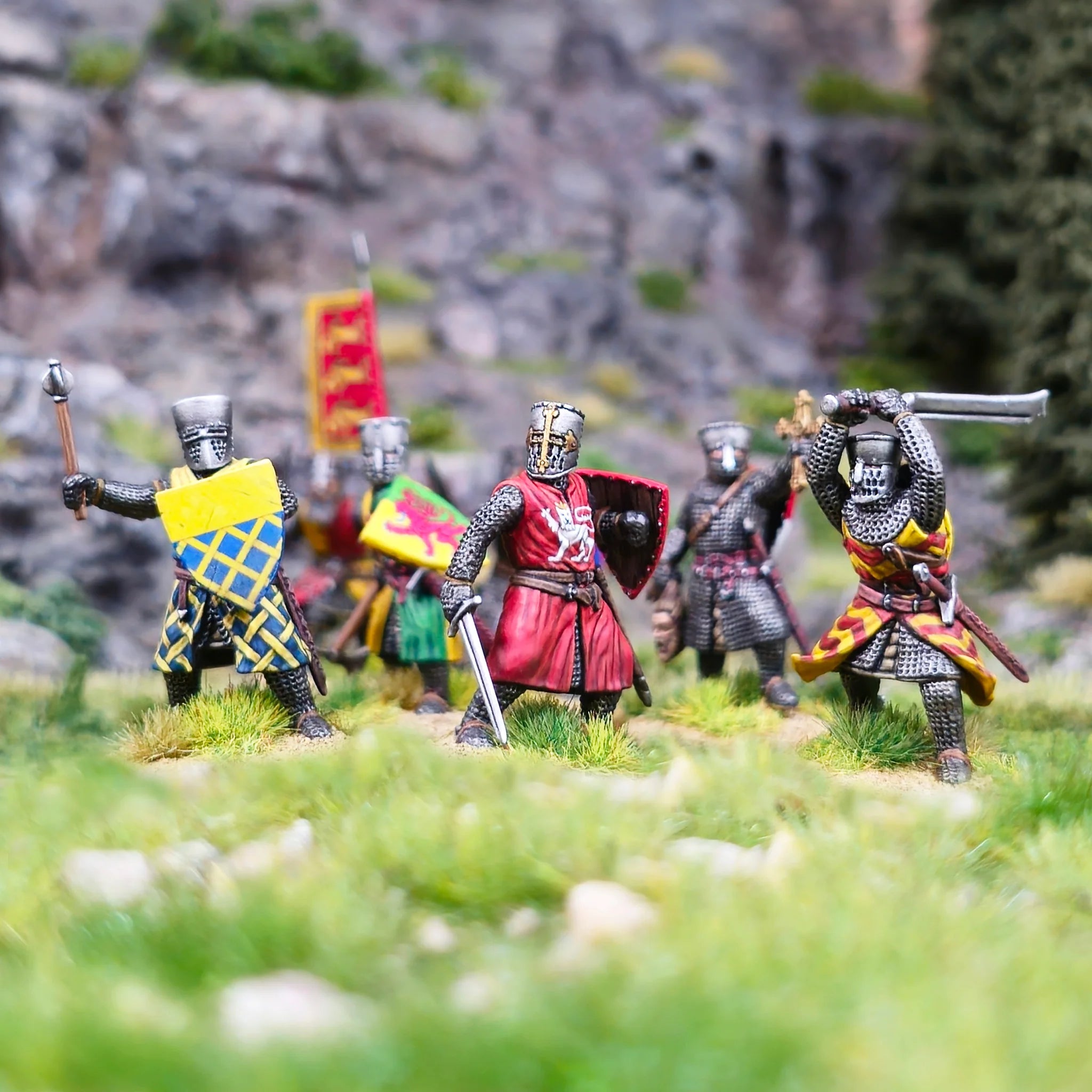 Victrix Ltd Medieval Foot Knights 28mm Scale Historical Figures Example  Scene