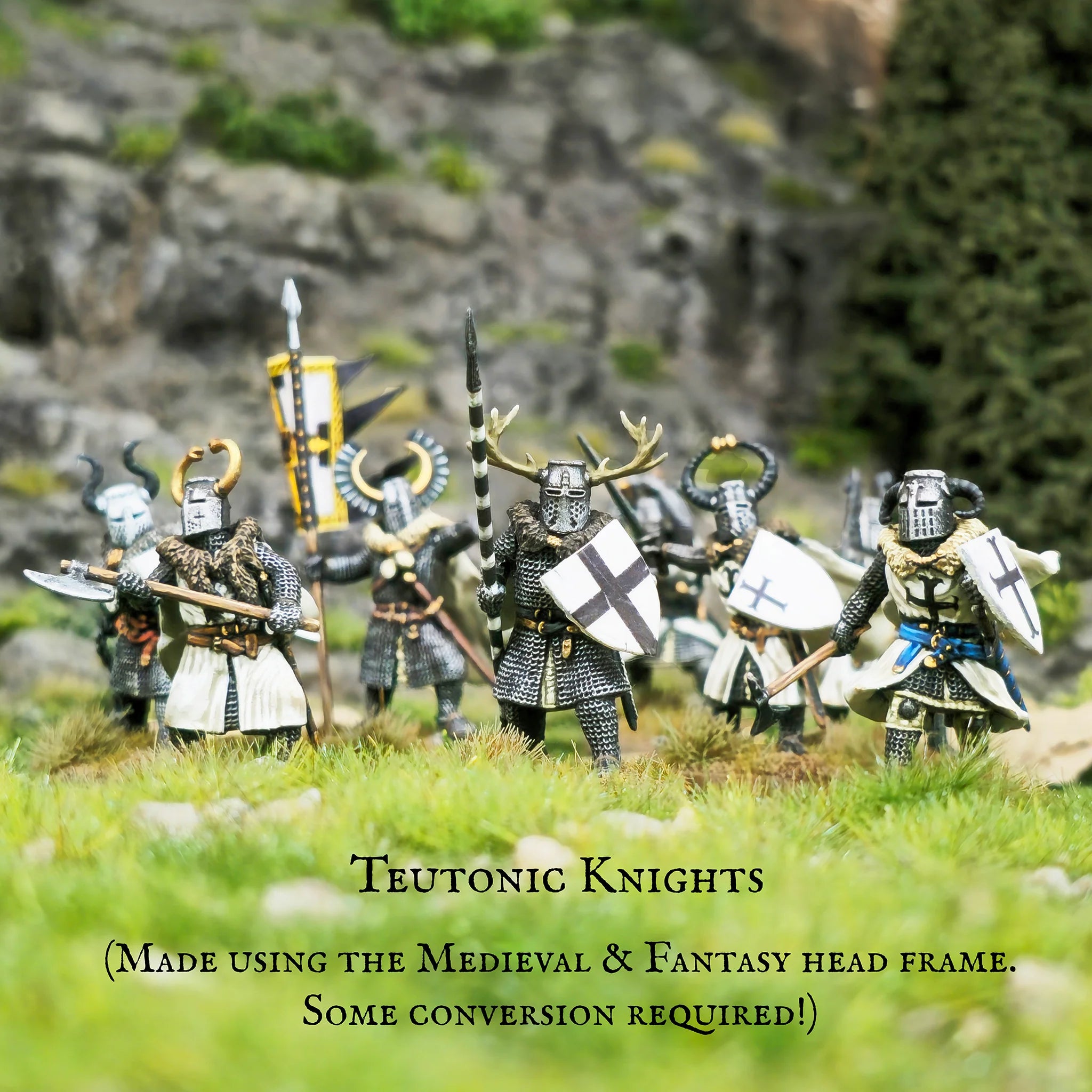 Victrix Ltd Medieval Foot Knights 28mm Scale Historical Figures Teutonic Knights Example Scene