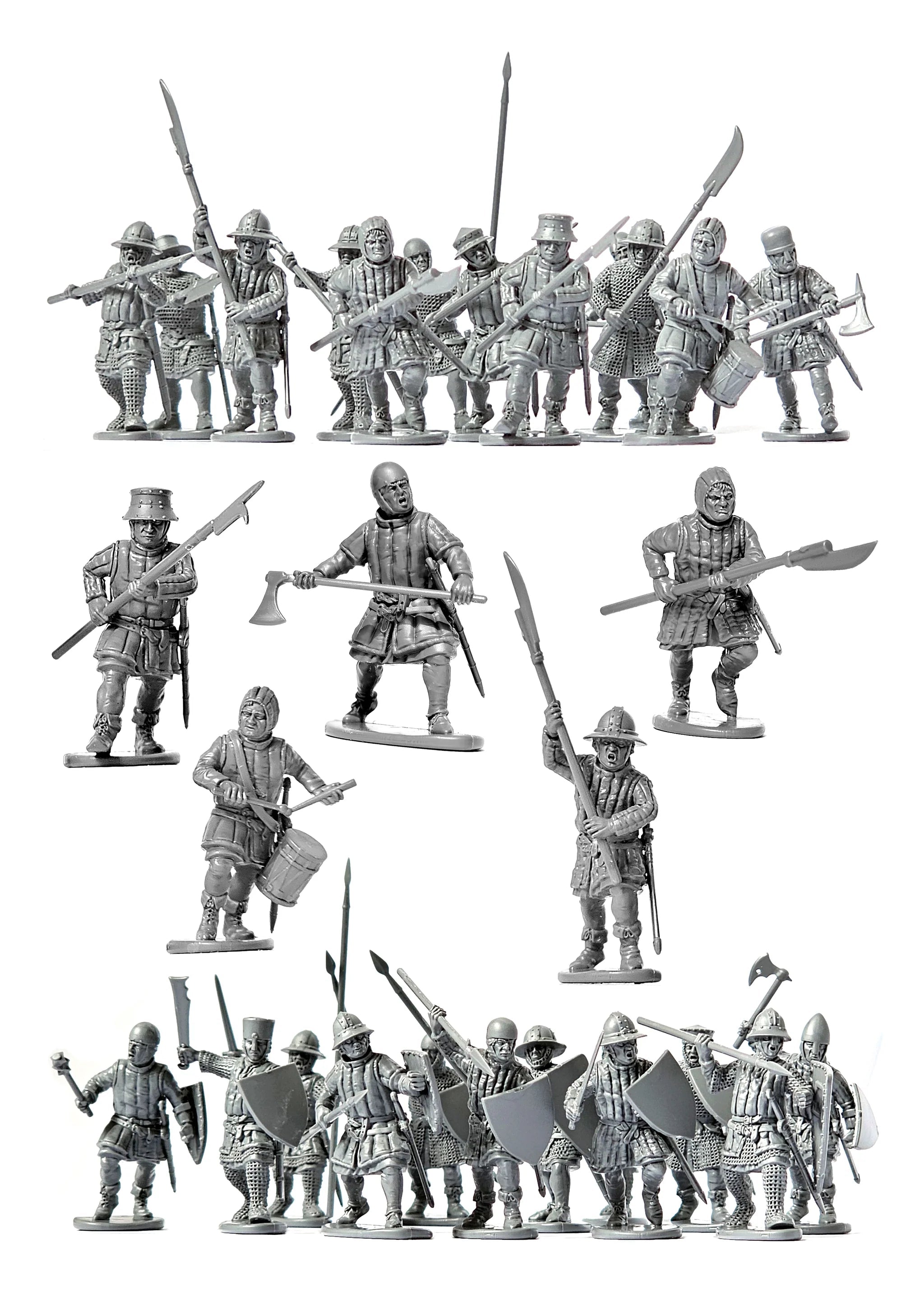 Assembled Victrix Ltd Medieval Foot Sergeants 28mm scale medieval miniatures
