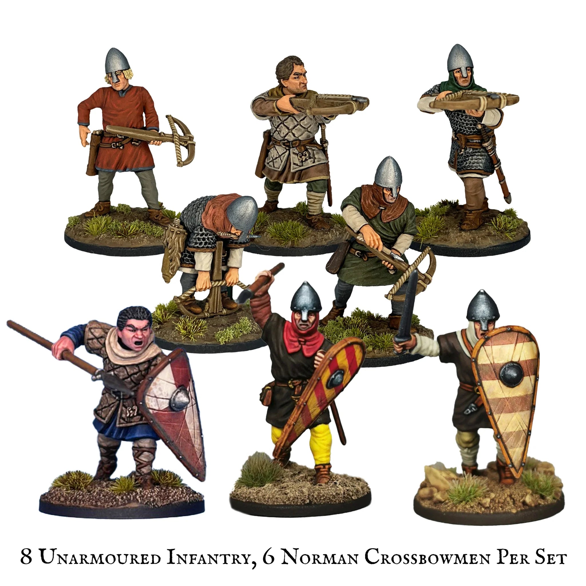 Victrix 28mm Norman Crossbowmen showing various loading and firing poses