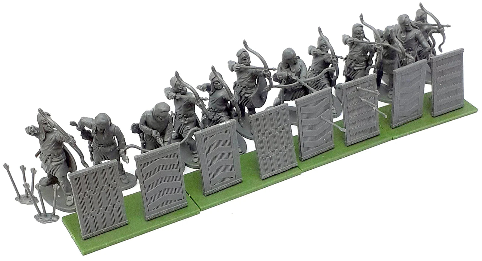 Unpainted Victrix Persian Unarmoured Archers unit showing hard plastic detail and Sparas