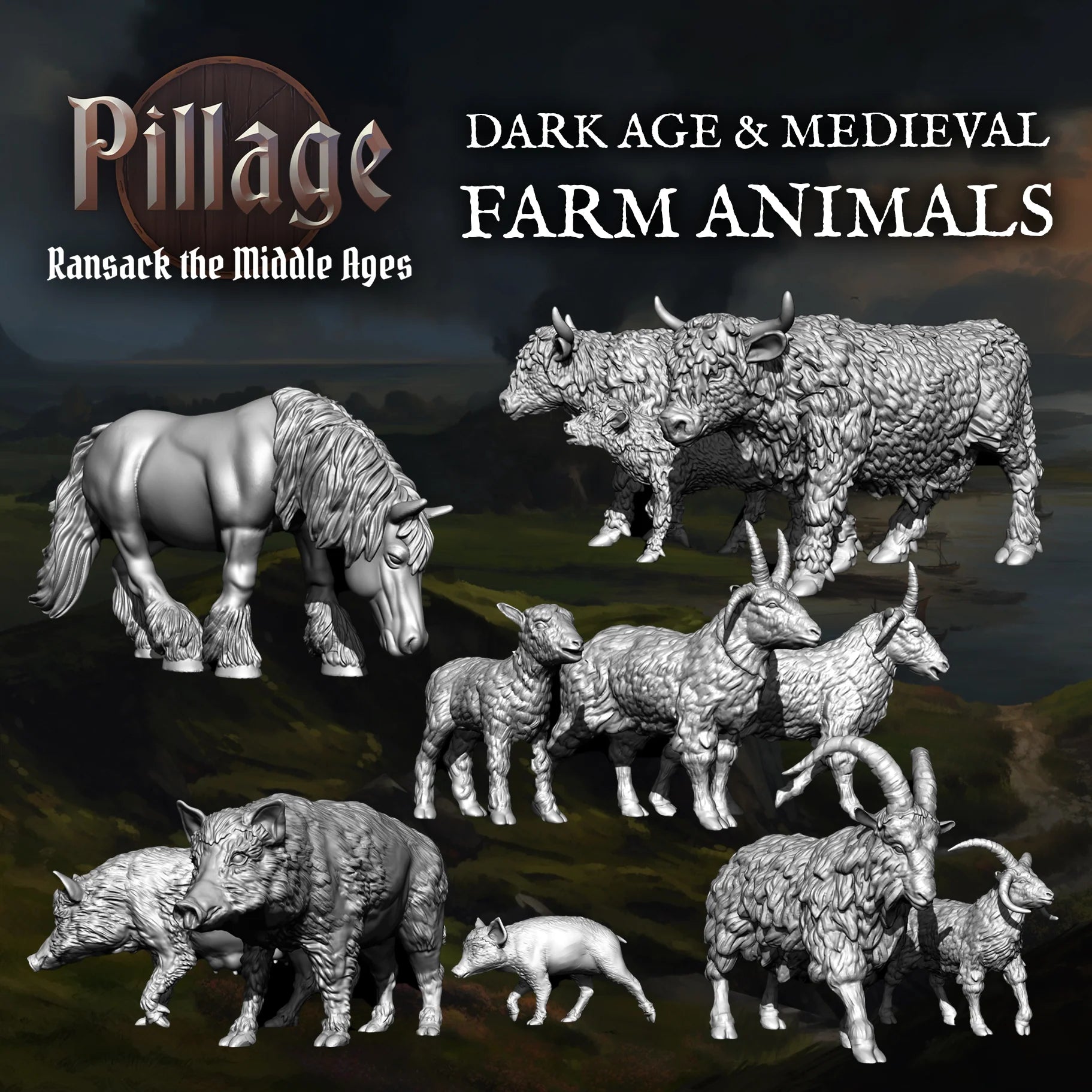 Victrix Limited Farm Animals – 28mm Scale Plastic Model Figures