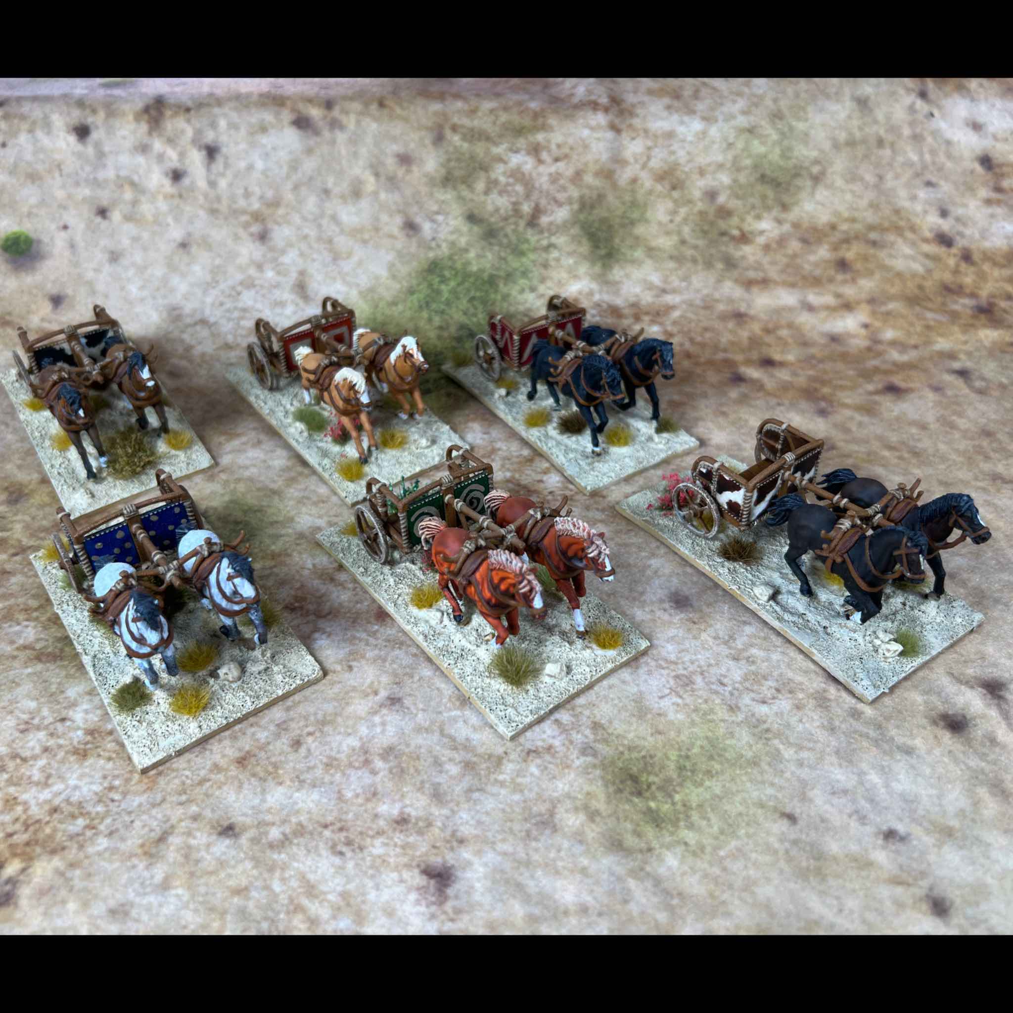 Wargames Atlatntic Bronze Age Chariots, 28 mm Scale Model Plastic Figures Example Front View