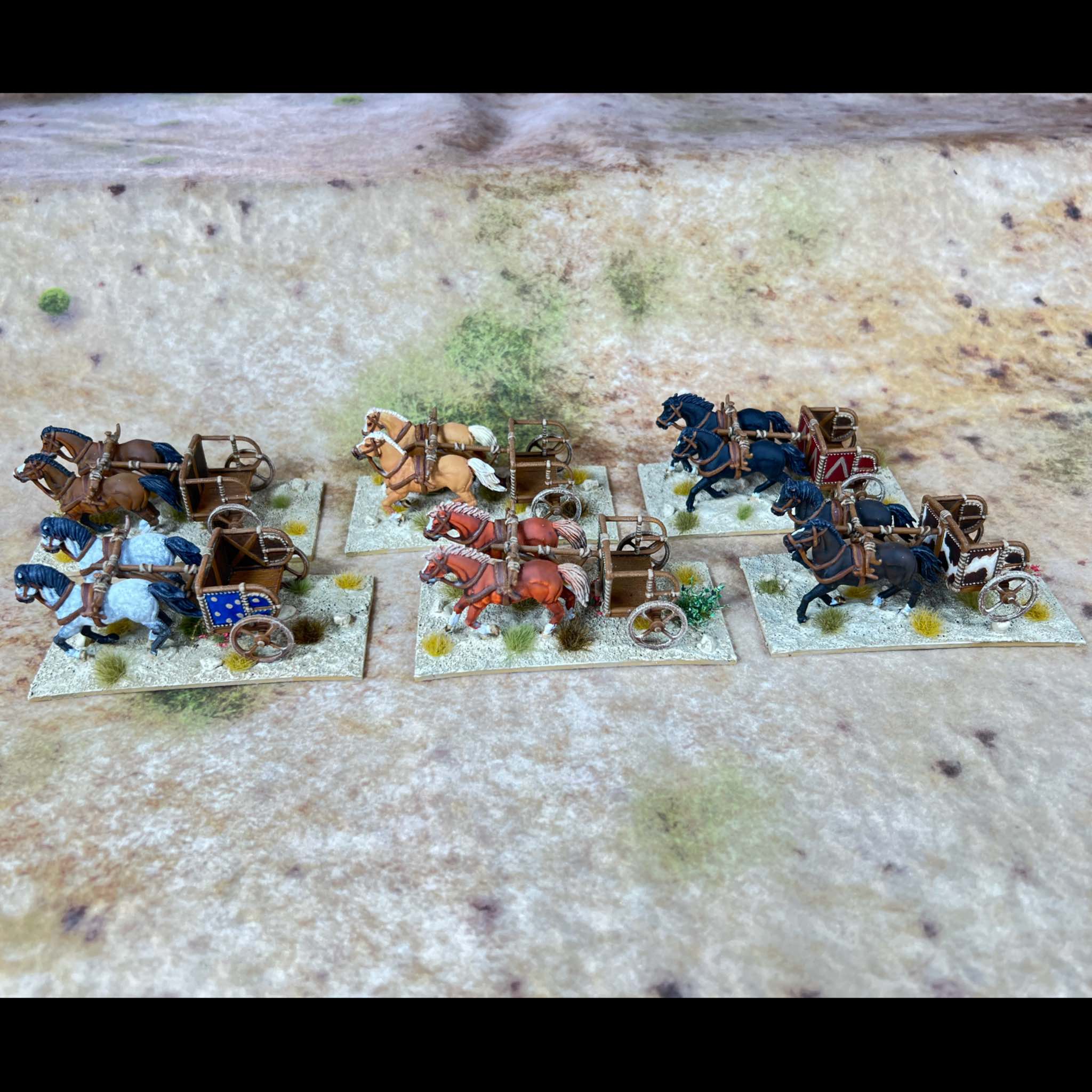 WArgames Atlatnic Bronze Age Chariots, 28 mm Scale Model Plastic Figures Painted Examples