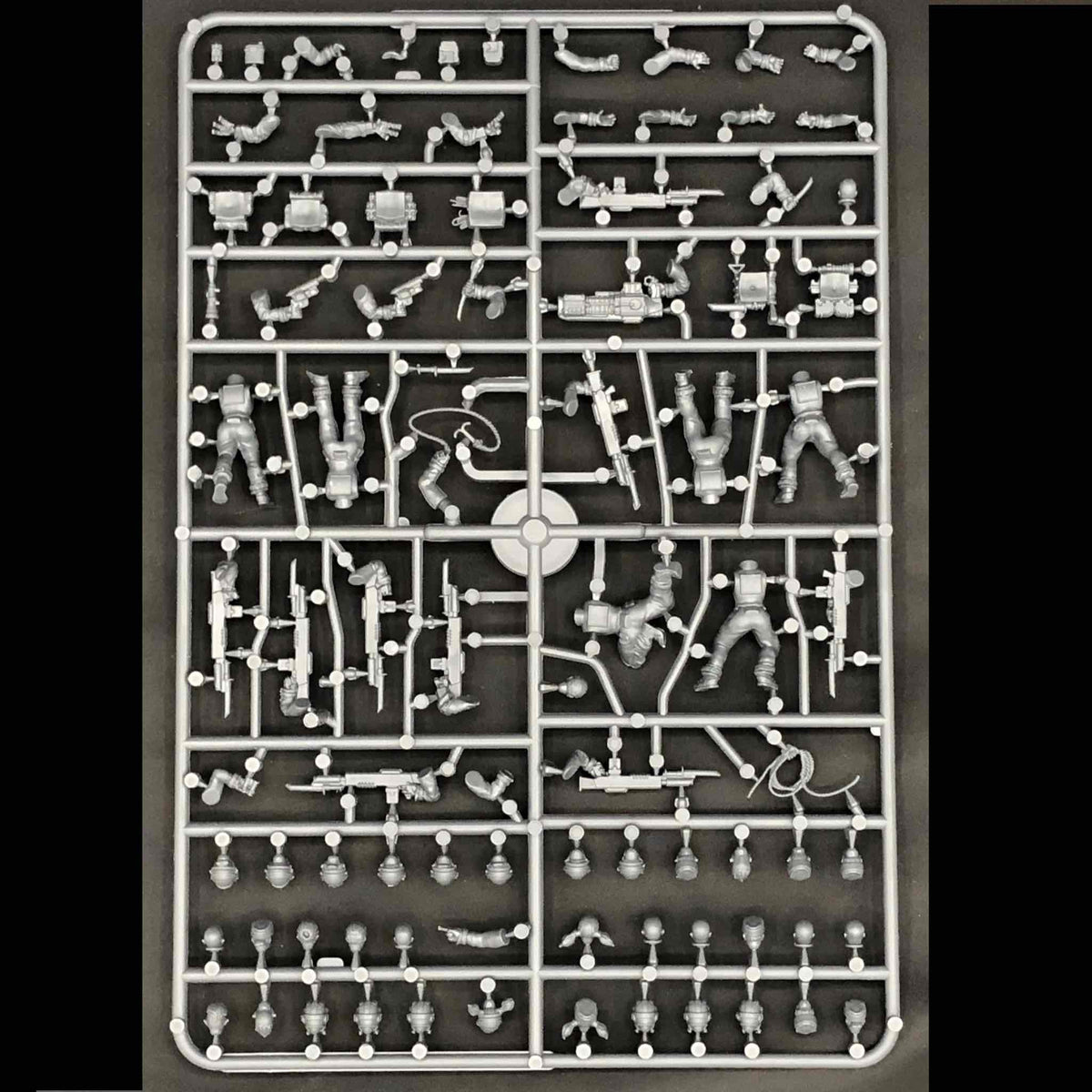Rear view of the Wargames Atlantic Cannon Fodder 2 Females plastic component sprue frame