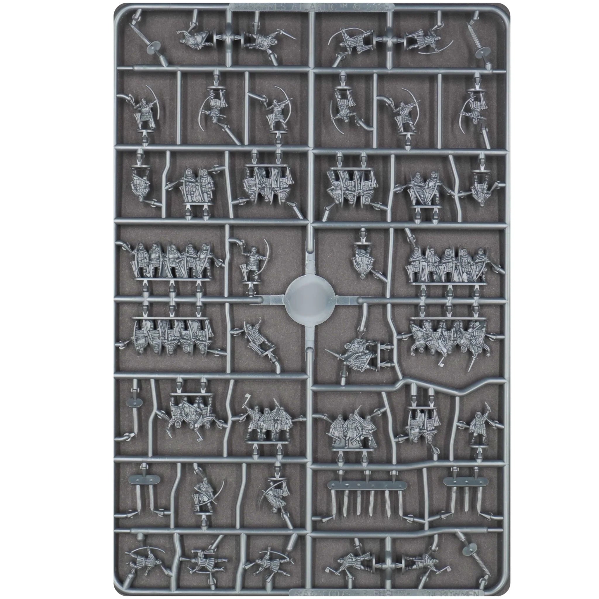 Detailed view of the Wargames Atlantic 10mm English infantry component plastic sprue