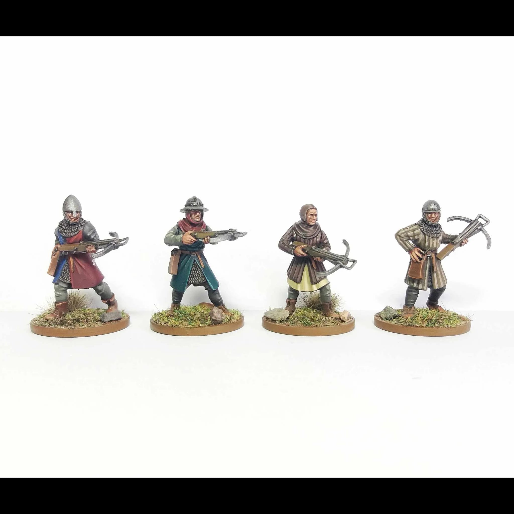 Detailed view of the Wargames Atlantic Foot Serjeants with crossbows
