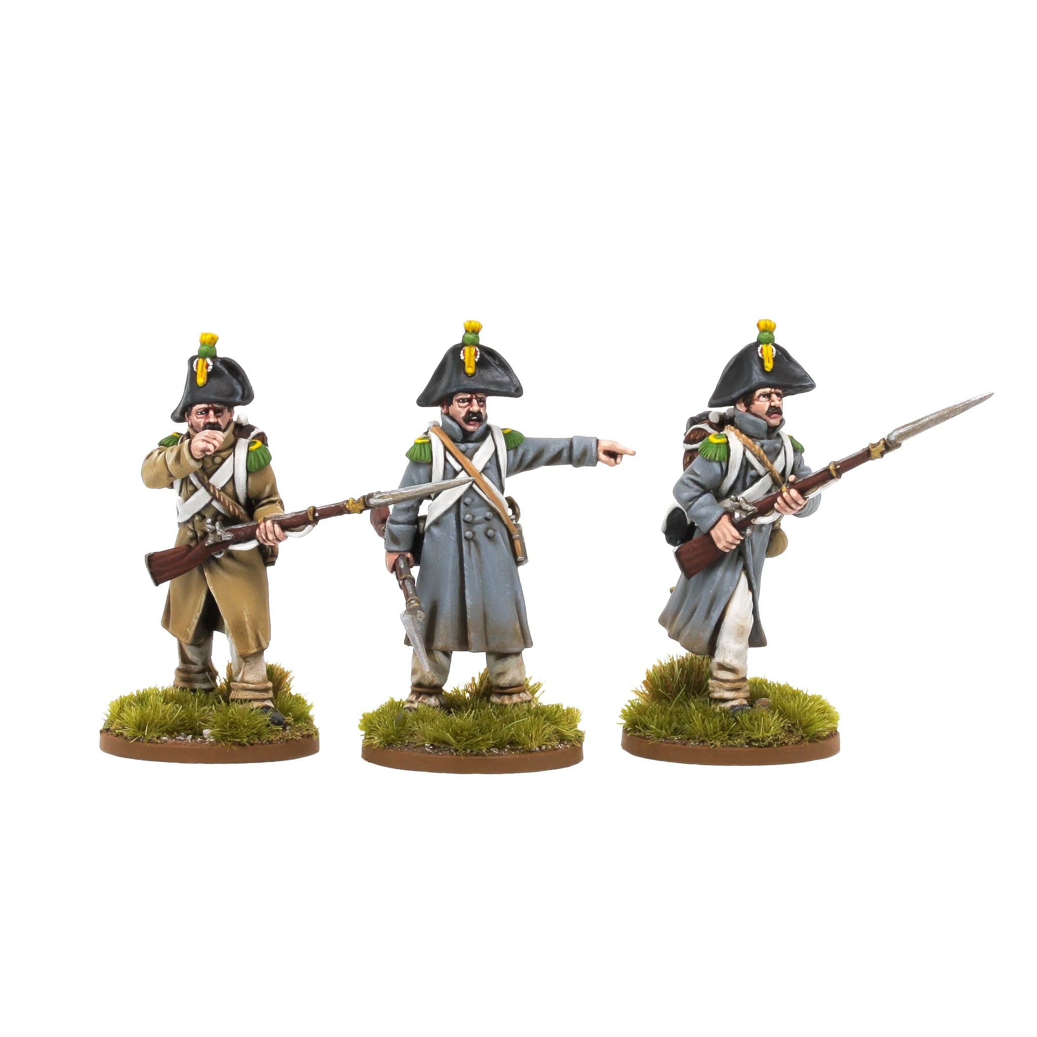 Professionally painted 28mm French Infantry skirmishers in greatcoats.