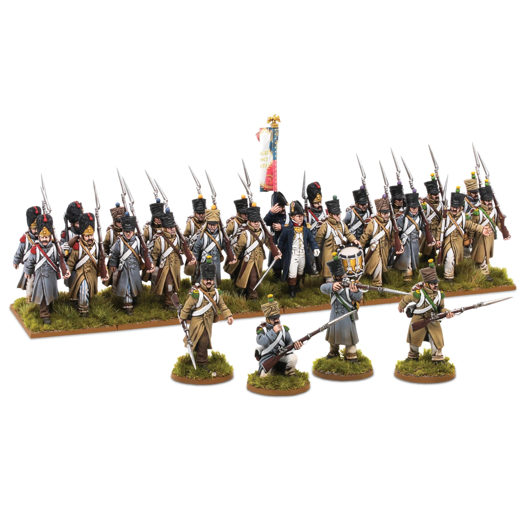 Professionally painted 28mm French Infantry battalion in greatcoats.