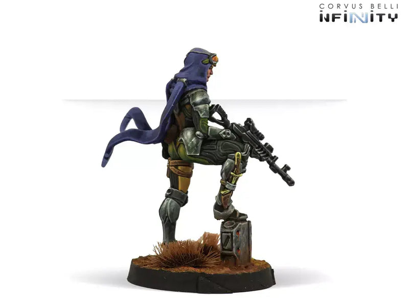 Infinity CodeOne Haqqislam Yara Haddad (AP Marksman Rifle) Miniature Game Figure Side View