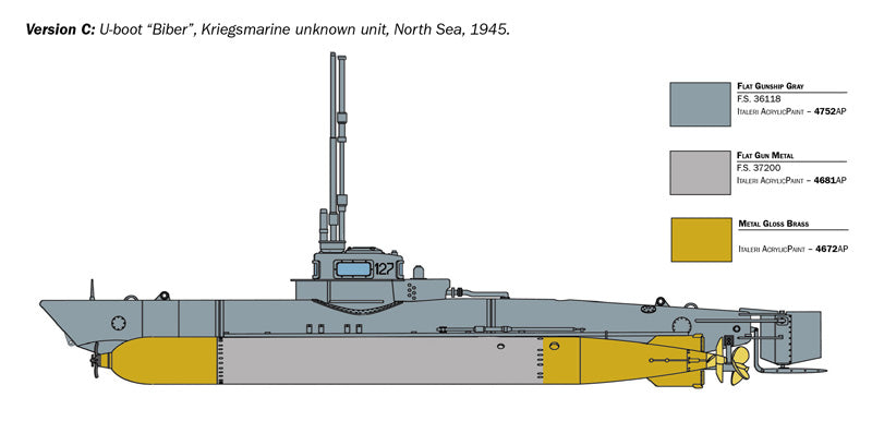 Biber Midget Submarine 1/35 Scale Model Kit Version C