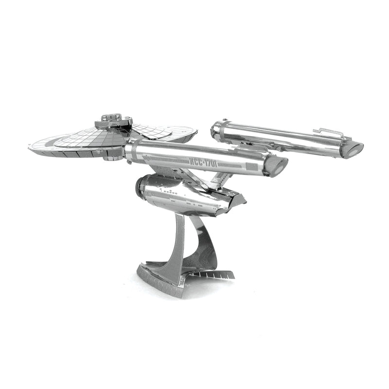 Star Trek USS Enterprise NCC-1702 Metal Earth 3D Model Kit Left Rear View