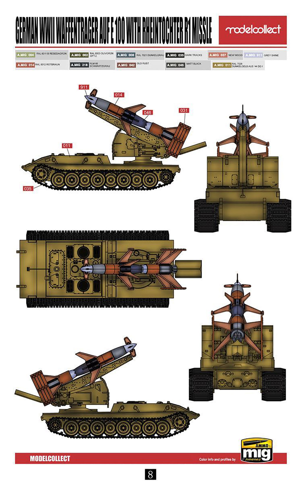 Modelcollect Rheintochter Modelcollect | Rheintochter R1 Missle With E-100 Weapons Carrier 1/72 ...