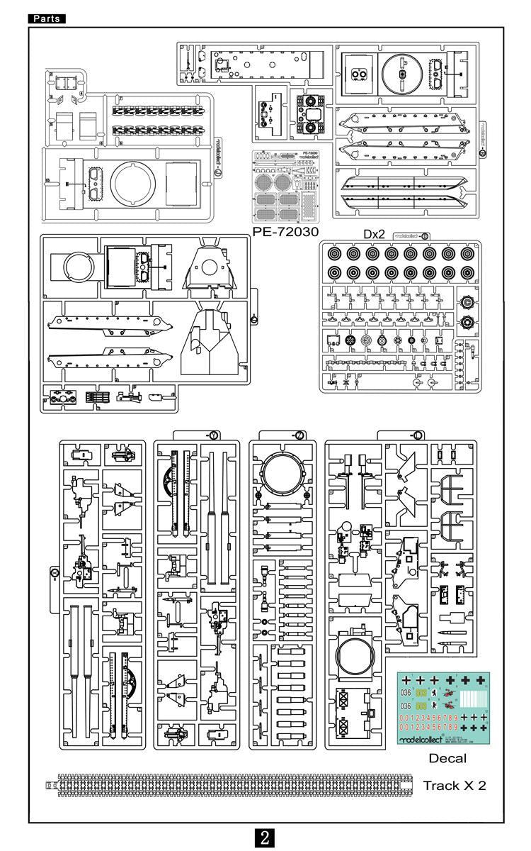 12.8 cm Flakzwilling 40 With E-100 Weapons Carrier 1/72 Model Kit By Modelcollect Instruction Page 2